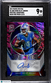 2024 Panini Spectra Amon-Ra ST. Brown #SS-ABN Spectral Sigs. Neon Pink Prizm SGC 9